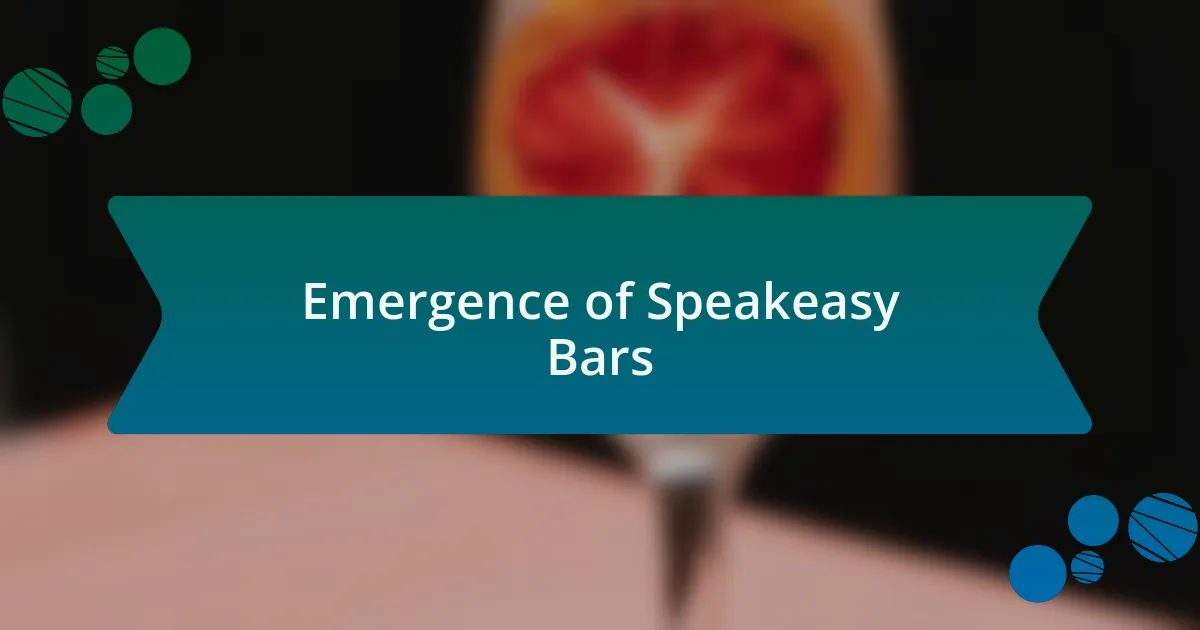 Emergence of Speakeasy Bars