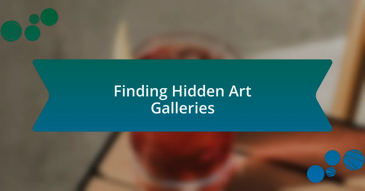Finding Hidden Art Galleries