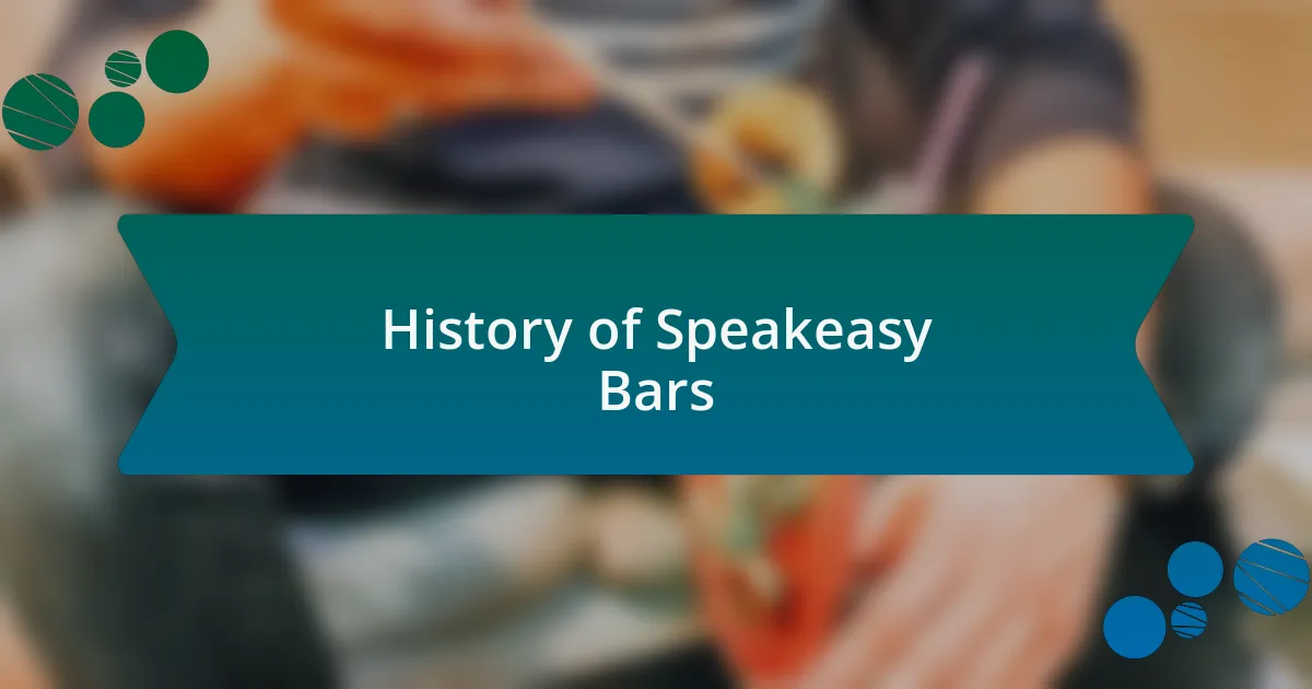 History of Speakeasy Bars