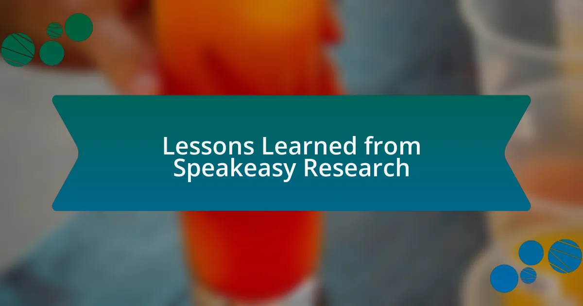 Lessons Learned from Speakeasy Research