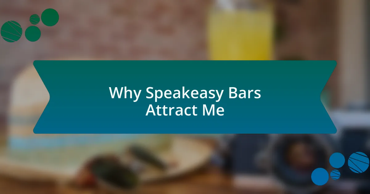 Why Speakeasy Bars Attract Me