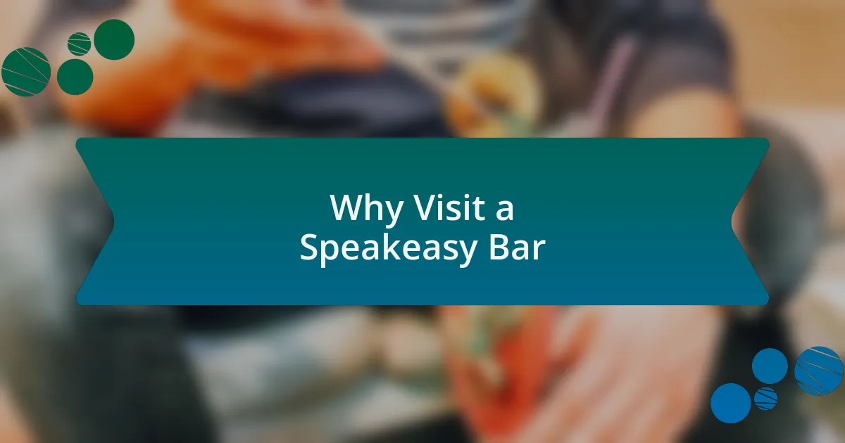 Why Visit a Speakeasy Bar
